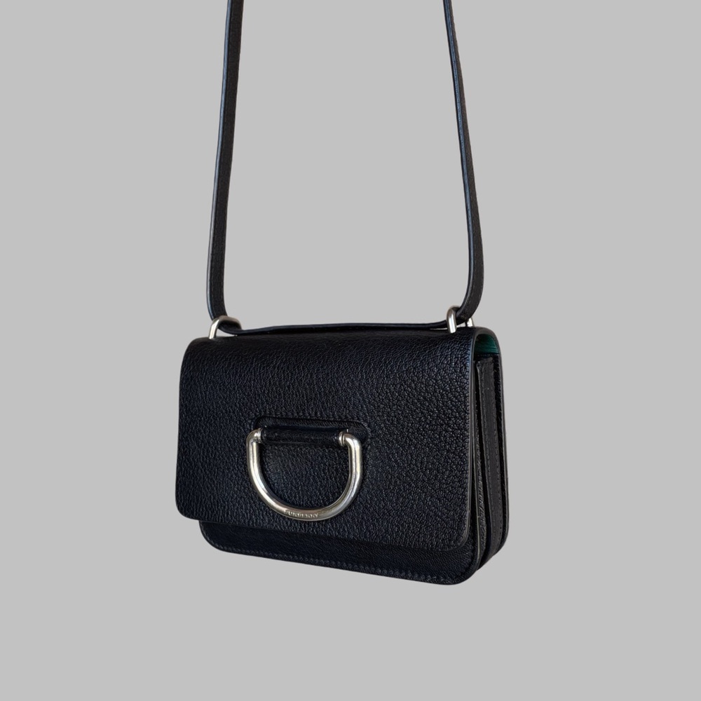 BURBERRY Classic Neutral Black Pebbled Leather D-Ring Mini Flap Crossbody Bag - Picture 3 of 17